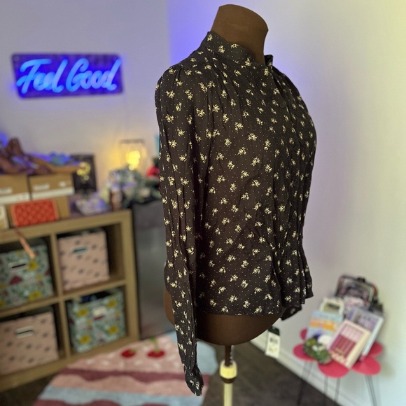 NWT LRL Blouse Black Floral - Picture 2 of 10